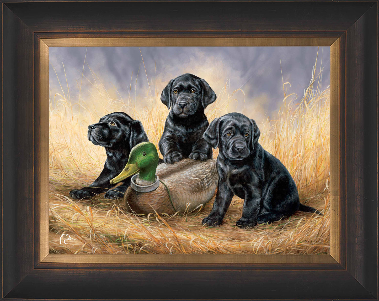 Ready for Class - Black Lab Puppies Limited Edition Canvas - Official Ducks Unlimited Art