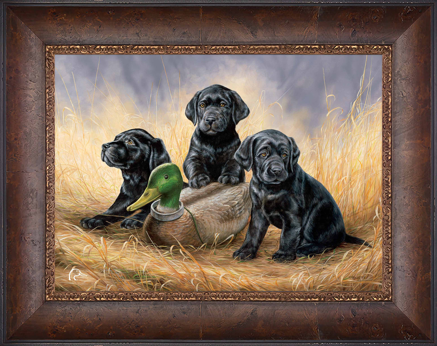 Ready for Class - Black Lab Puppies Limited Edition Canvas - Official Ducks Unlimited Art