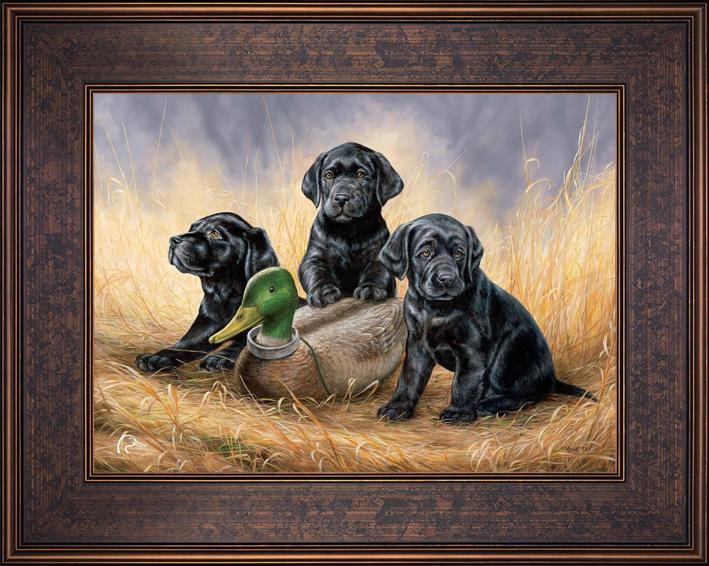 Ready for Class - Black Lab Puppies Limited Edition Canvas - Official Ducks Unlimited Art