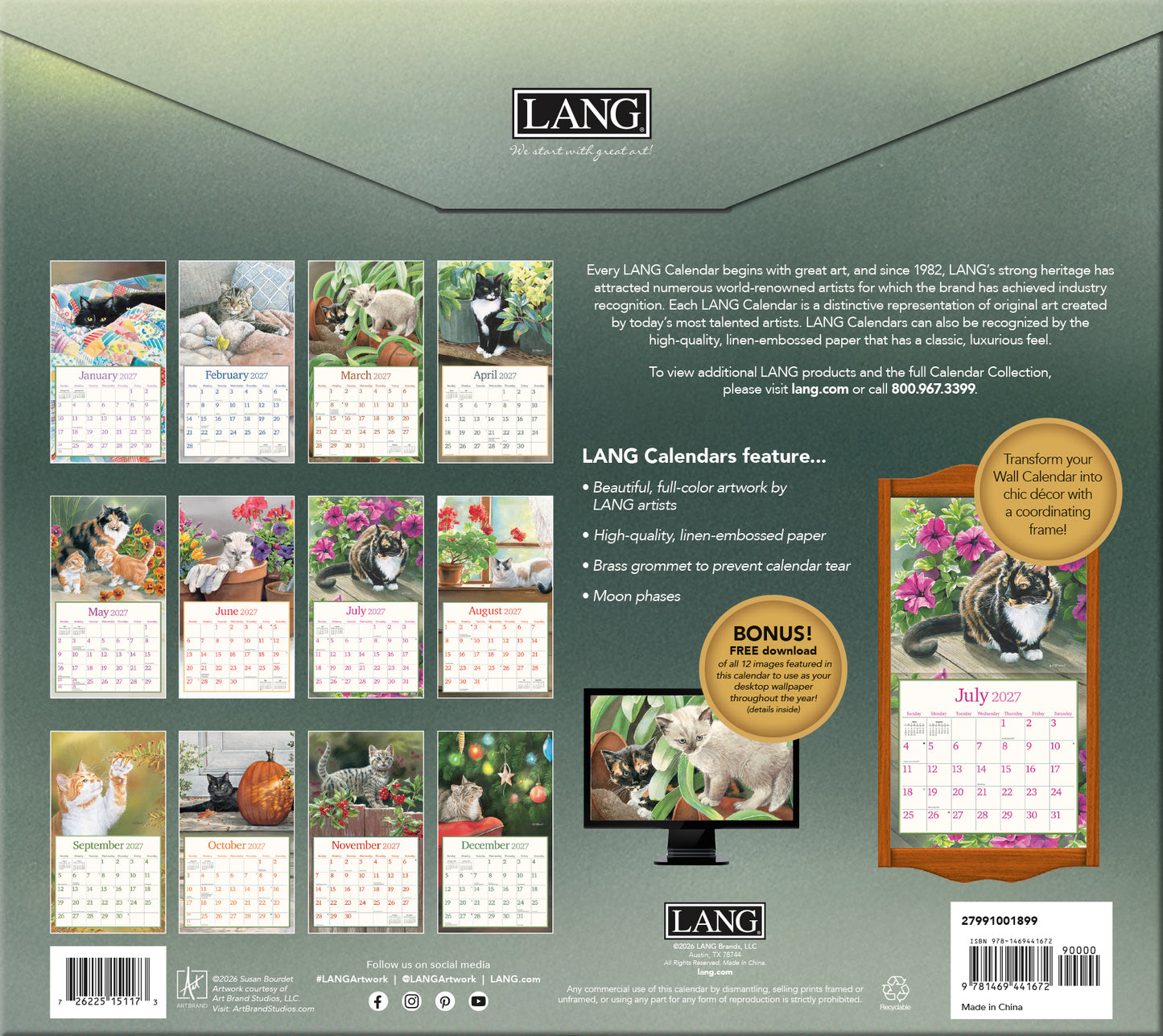 Cats in the Country - 2027 Wall Calendar