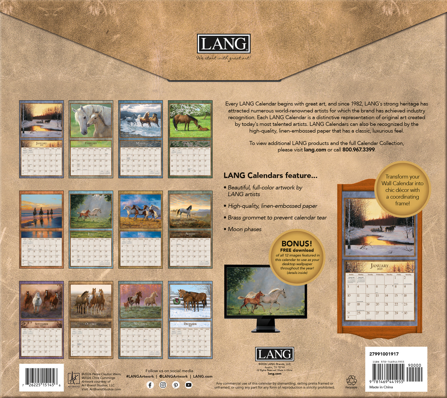 Horses in the Mist - 2027 Wall Calendar