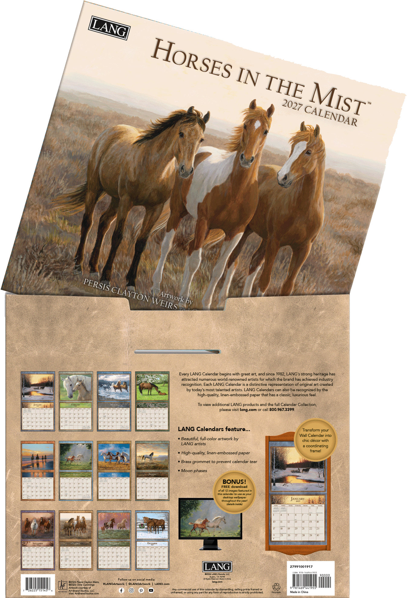Horses in the Mist - 2027 Wall Calendar