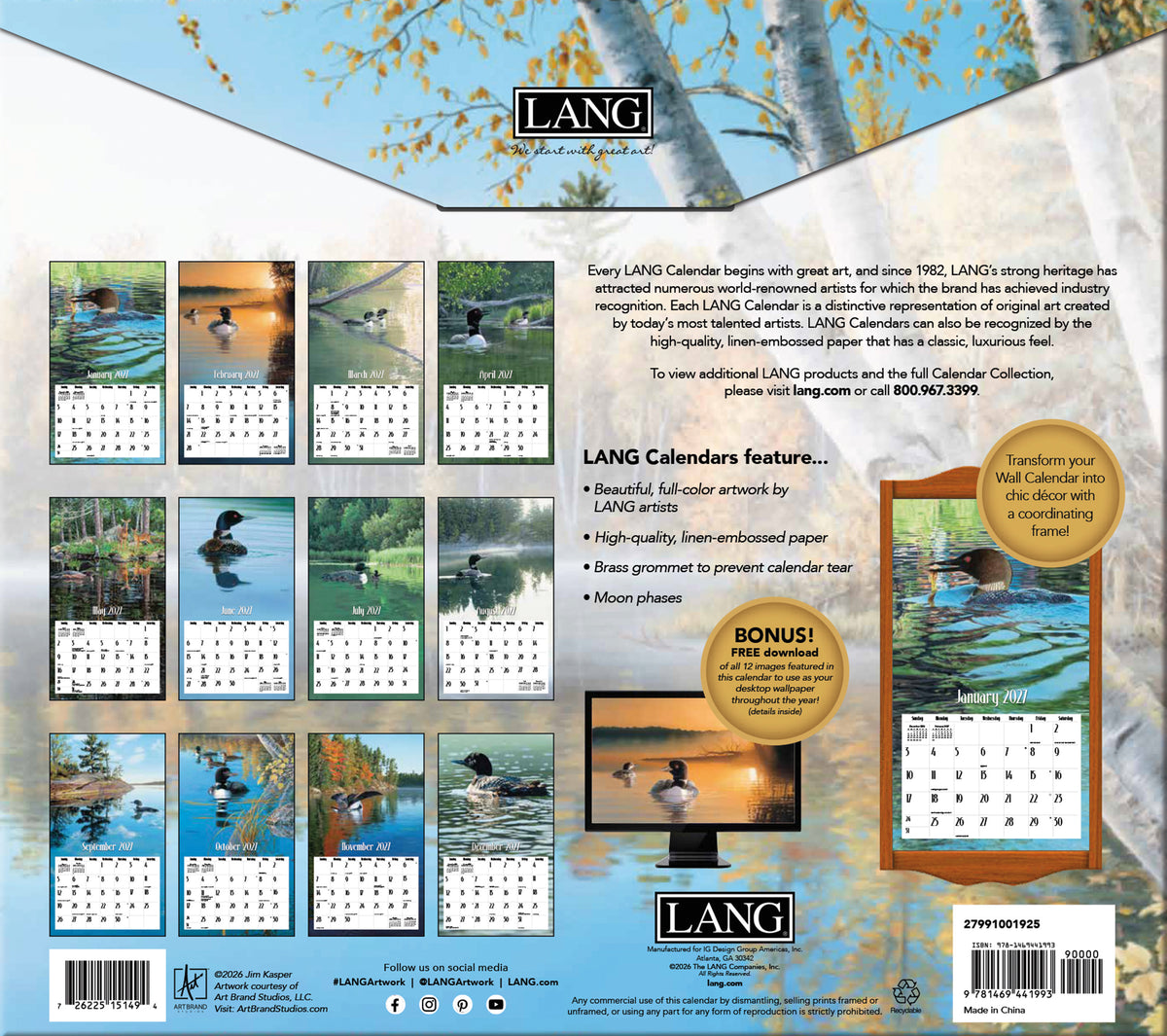 Loons in the Lake - 2027 Wall Calendar