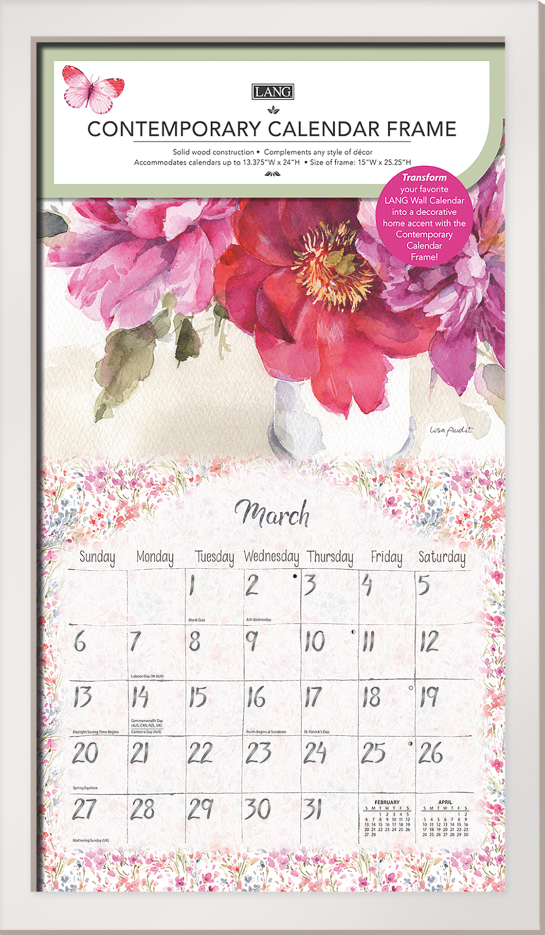 White - Contemporary Calendar Frame