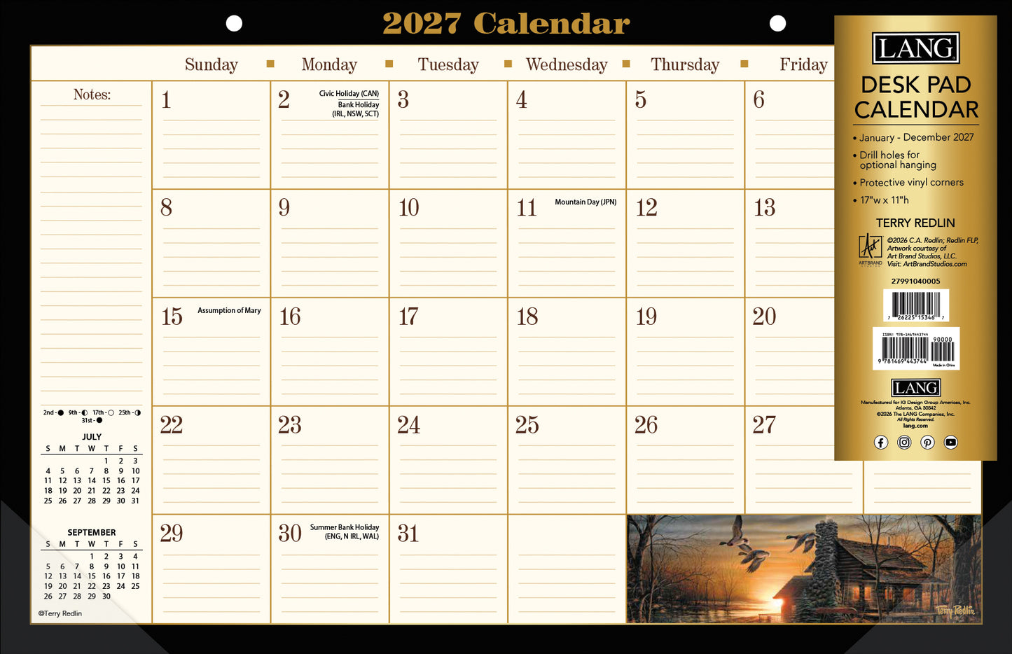 Terry Redlin 2027 - 11" x 17" Deskpad Calendar