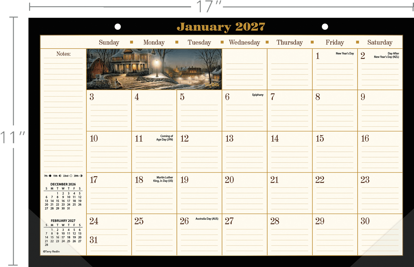 Terry Redlin 2027 - 11" x 17" Deskpad Calendar