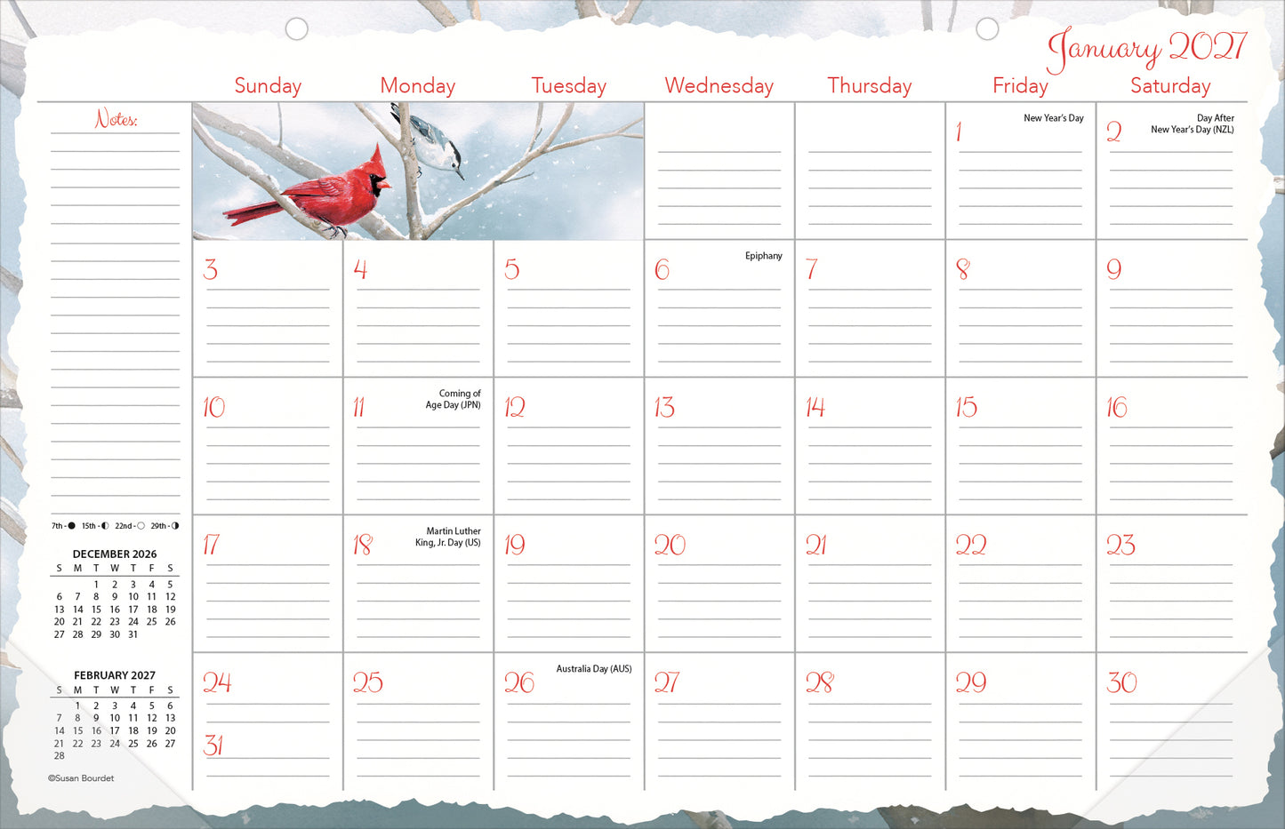 Songbirds 2027 - 11" x 17" Deskpad Calendar
