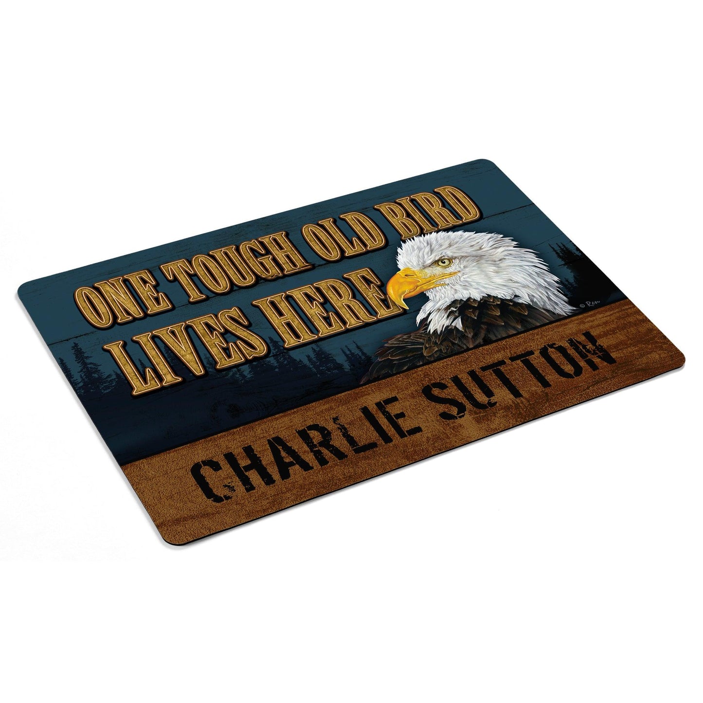 One Tough Old Bird Lives Here - Bald Eagle - 2' x 3' Personalized Floor Mat