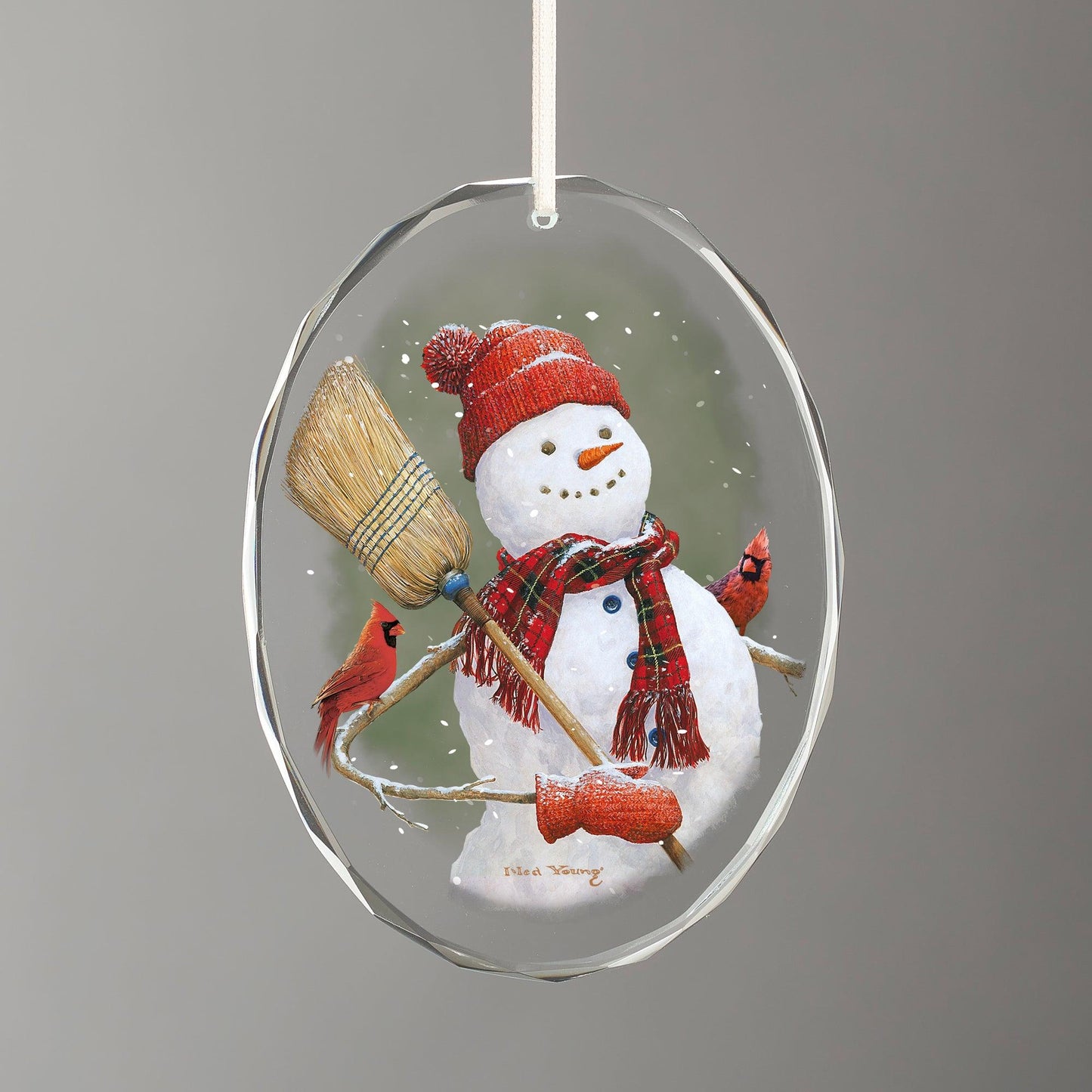Snowman & Friends - Oval Glass Ornament