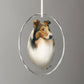 Rough Coated Collie - Oval Glass Ornament