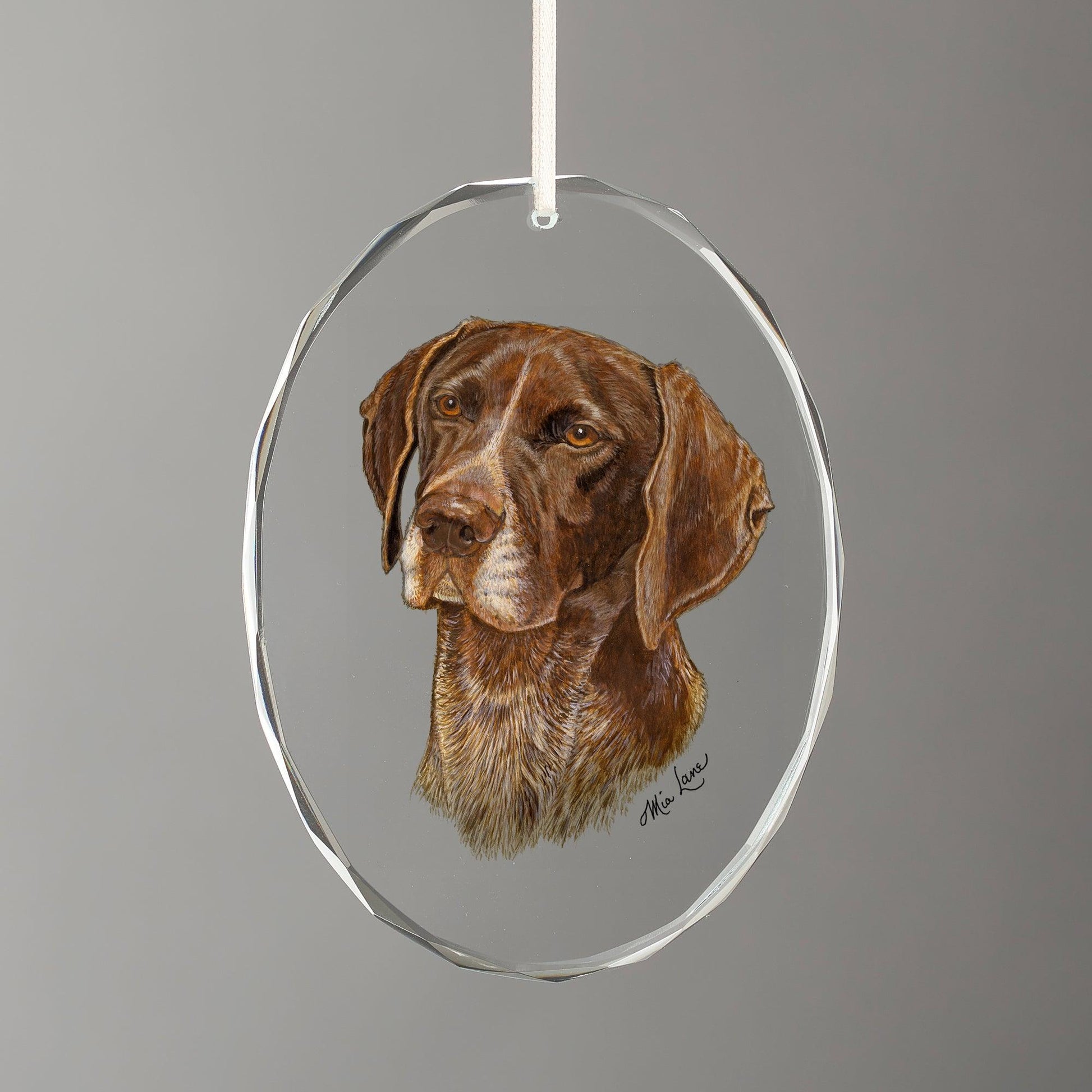 Glass ornament with a dog paint