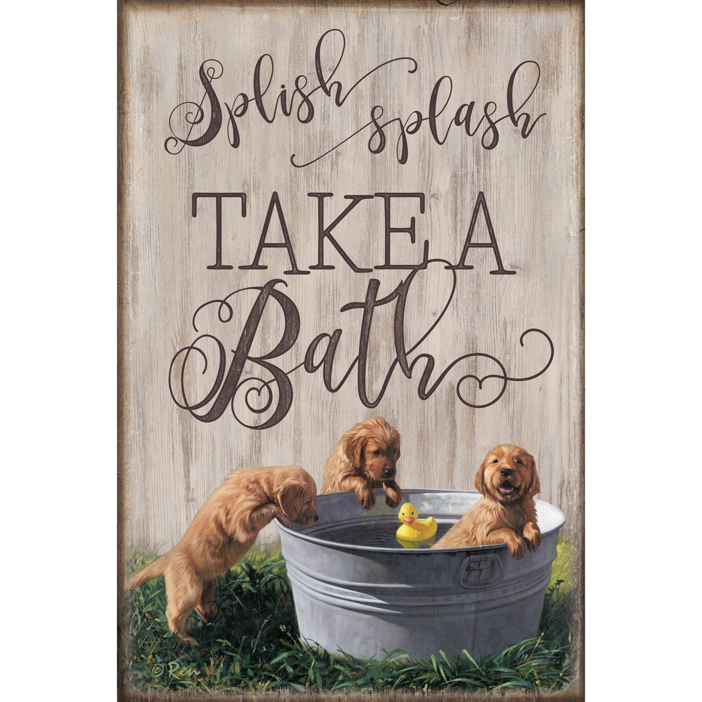 Splish, Splash, Take a Bath - 12" x 18" Wood Sign