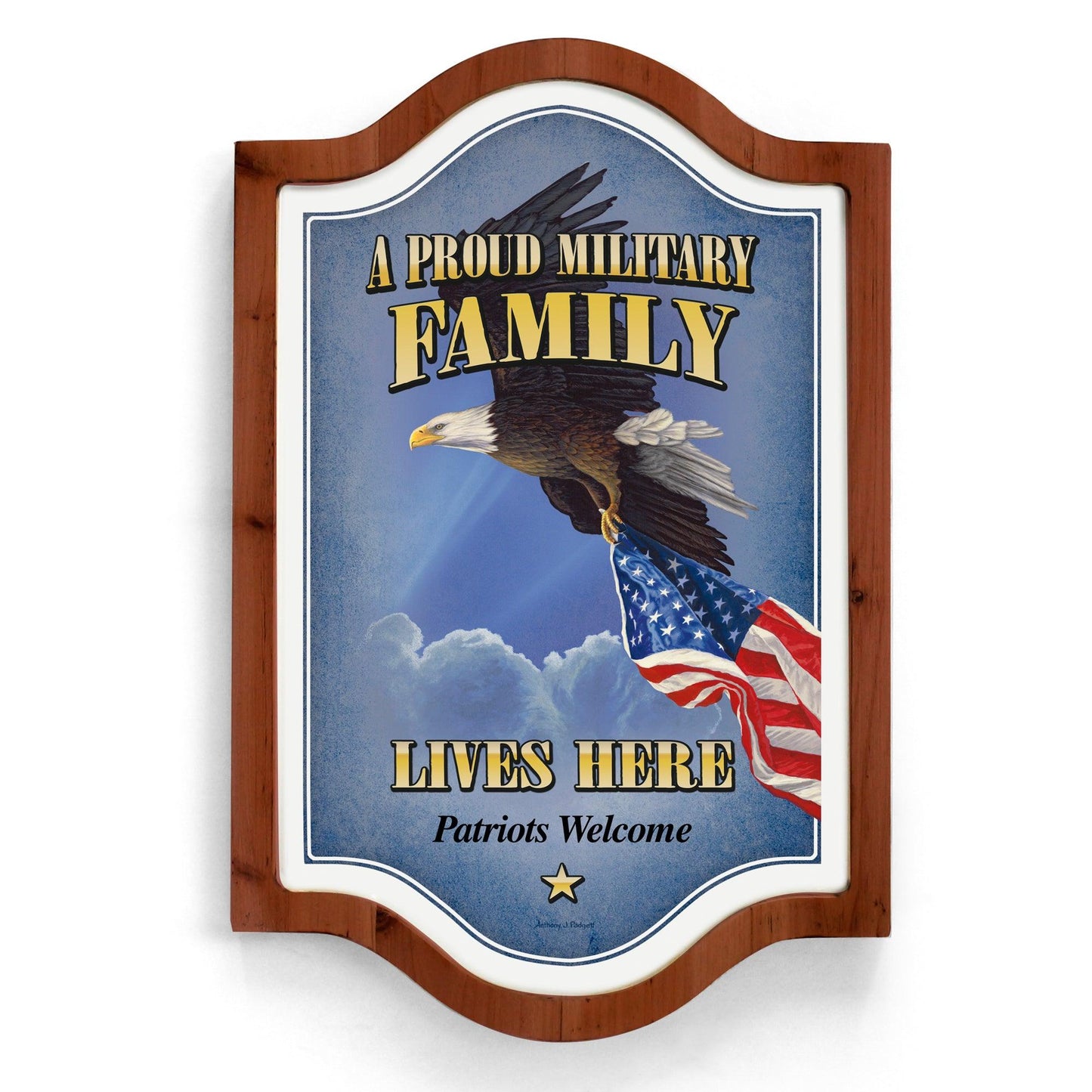 Proud Military Family - 12.25" x  18.5" Vintage Framed Tin Sign