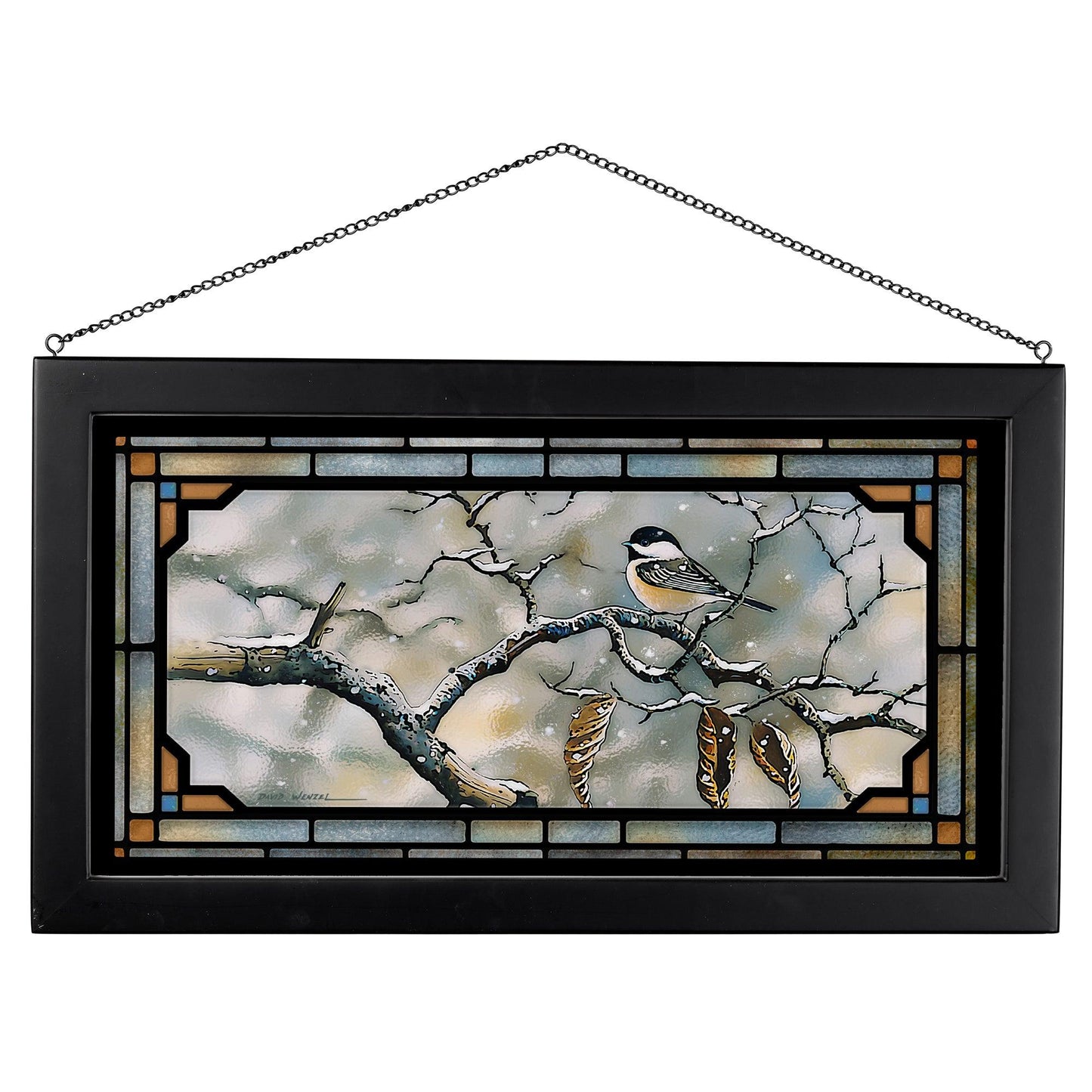 Resolve to Winter - Chickadee - Stained Glass Art