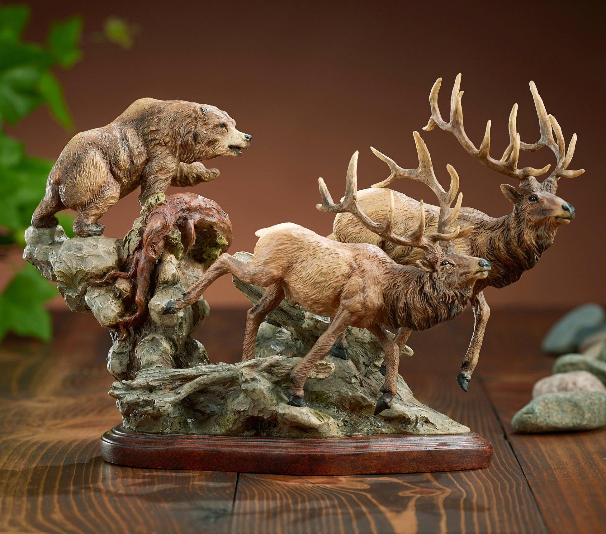 Encounter - Elk & Bear Mill Creek Sculpture - Wild Wings