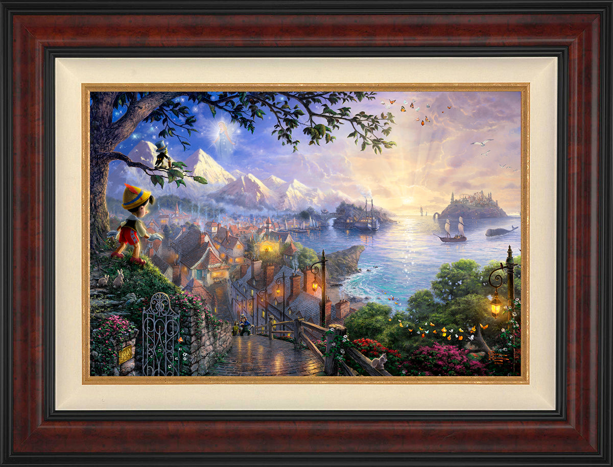 *RARE* Disney Pinocchio Wishes Upon A Star Canvas Burl 18" x 27" #64