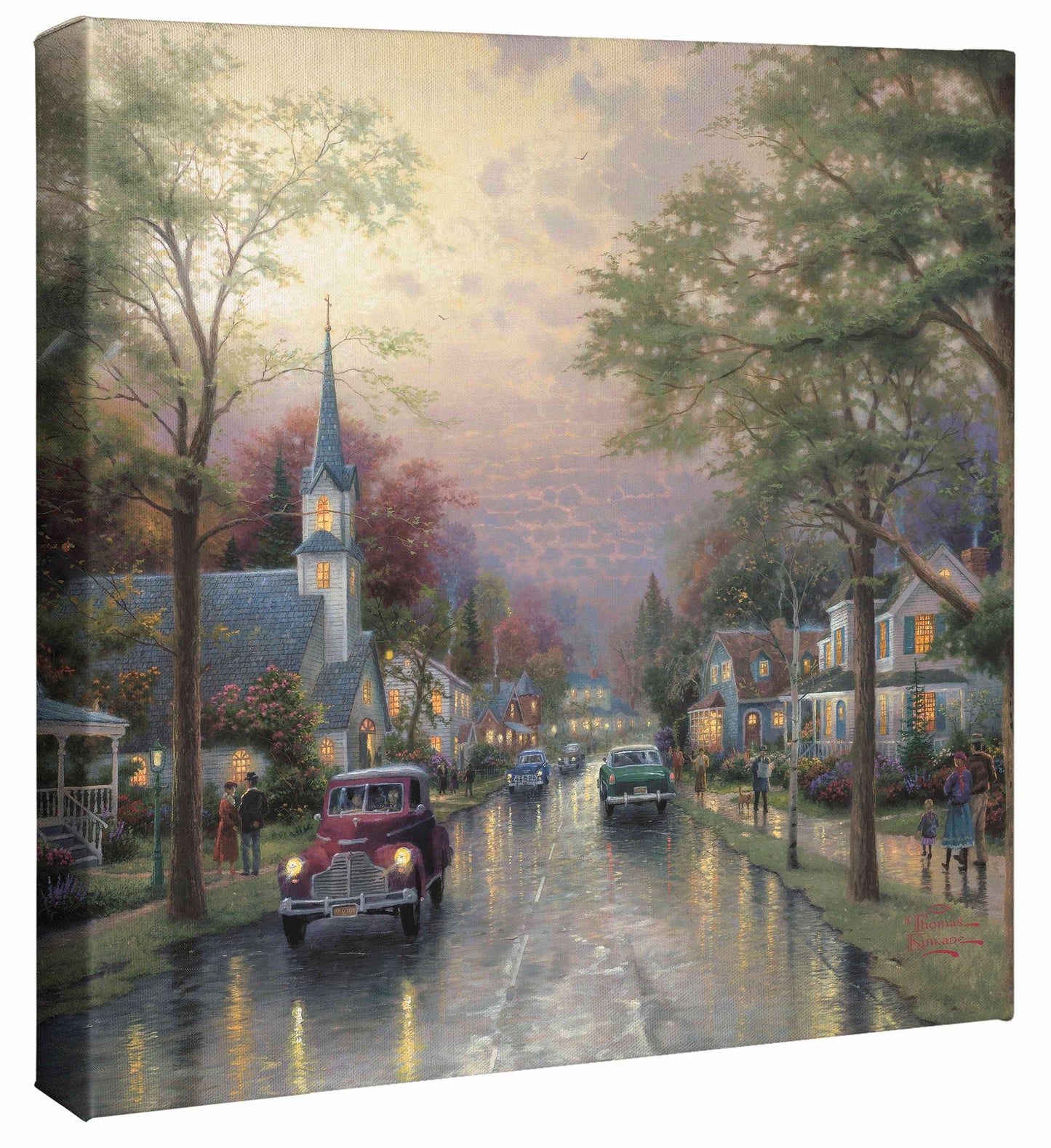 Hometown Morning - 14" x 14" Gallery Wrapped Canvas