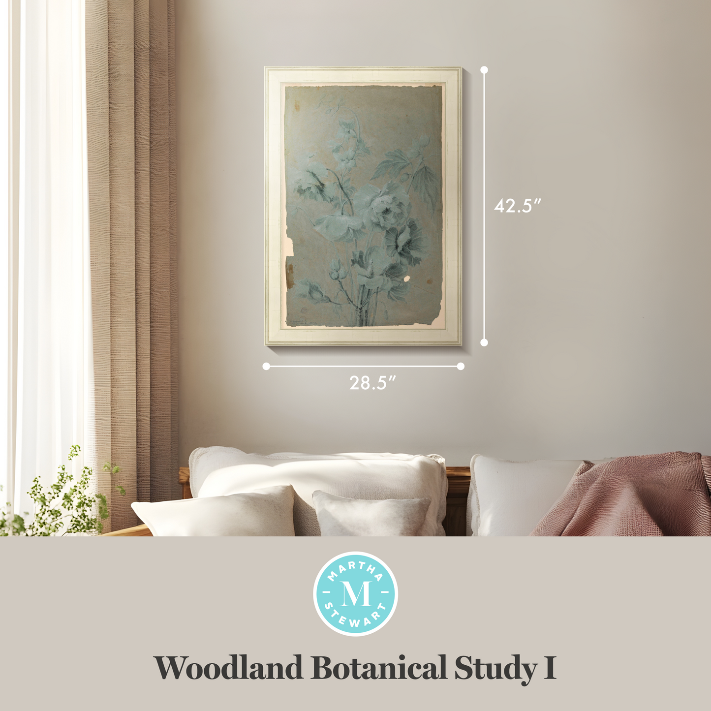 Martha Stewart Skylands | Woodland Botanical Study I | Framed Vintage Fern & Floral Illustration | Historic Estate Décor