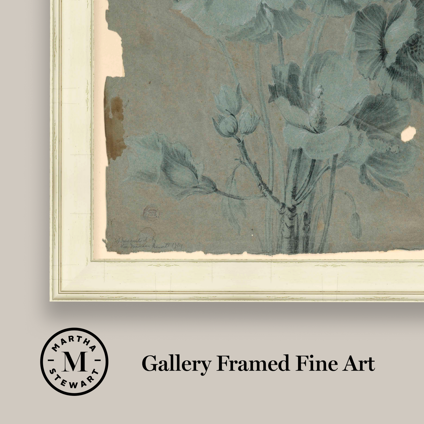 Martha Stewart Skylands | Woodland Botanical Study I | Framed Vintage Fern & Floral Illustration | Historic Estate Décor
