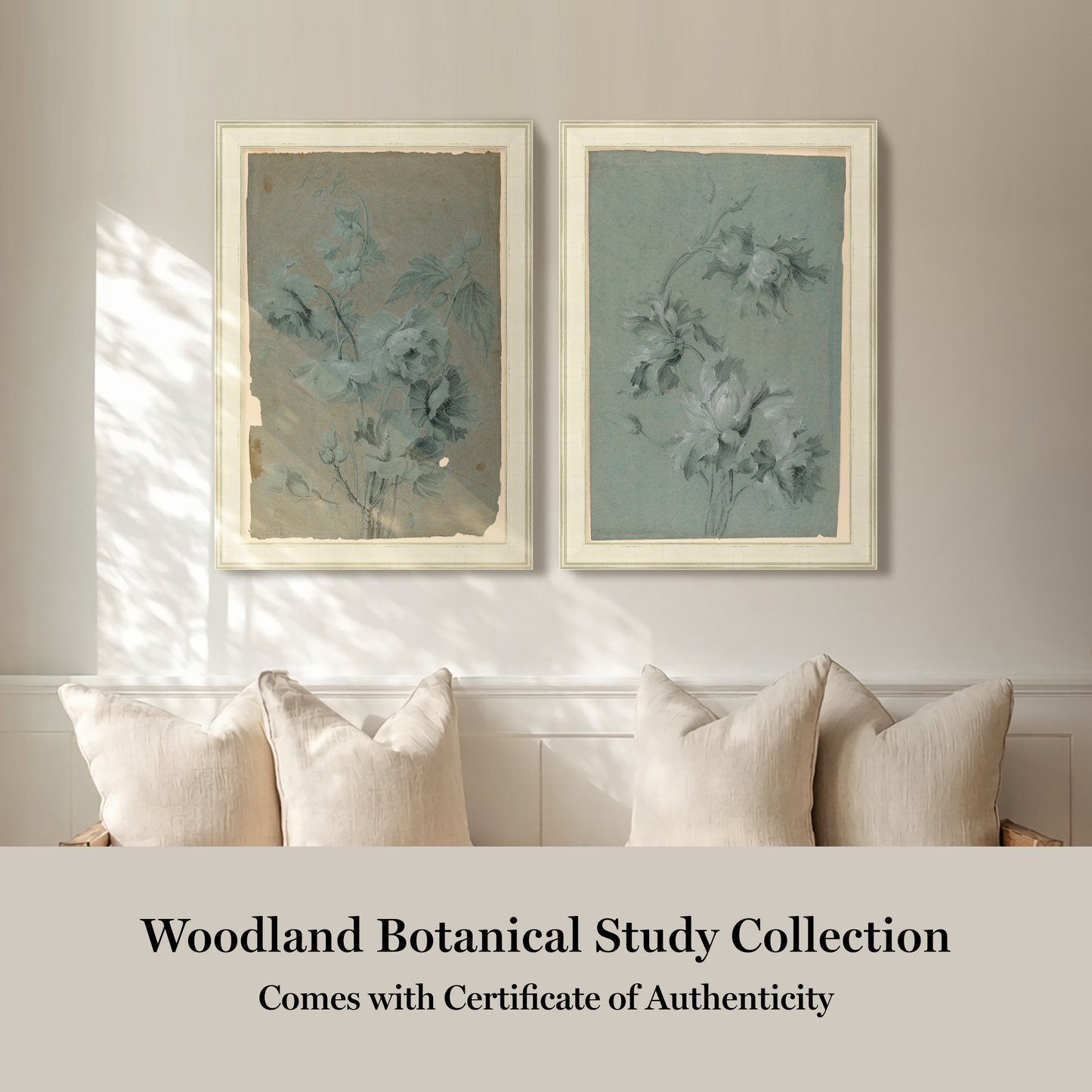 Martha Stewart Skylands | Woodland Botanical Study I | Framed Vintage Fern & Floral Illustration | Historic Estate Décor