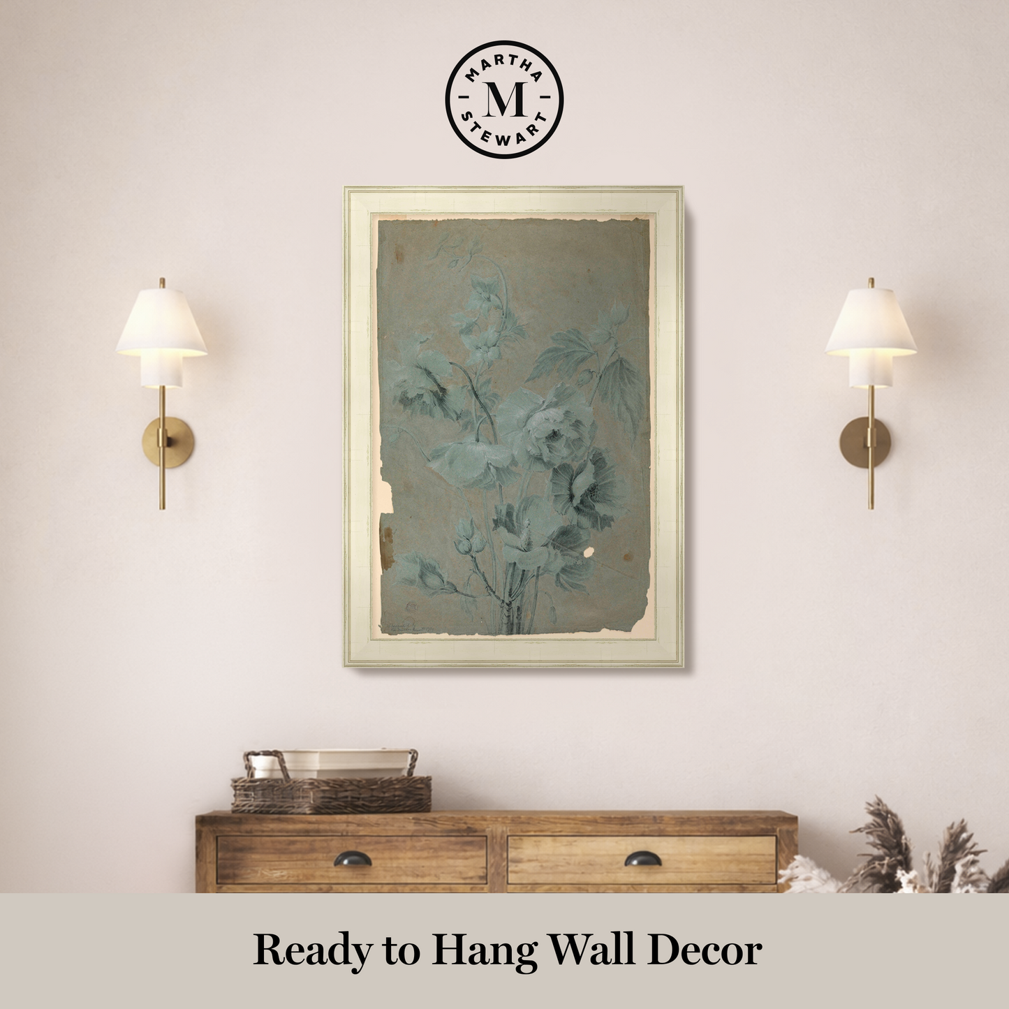 Martha Stewart Skylands | Woodland Botanical Study I | Framed Vintage Fern & Floral Illustration | Historic Estate Décor