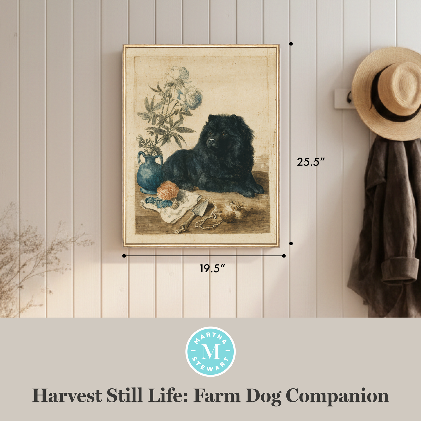 Martha Stewart Bedford | Harvest Still Life: Farm Dog Comapnion| Framed Country Farmhouse Wall Art