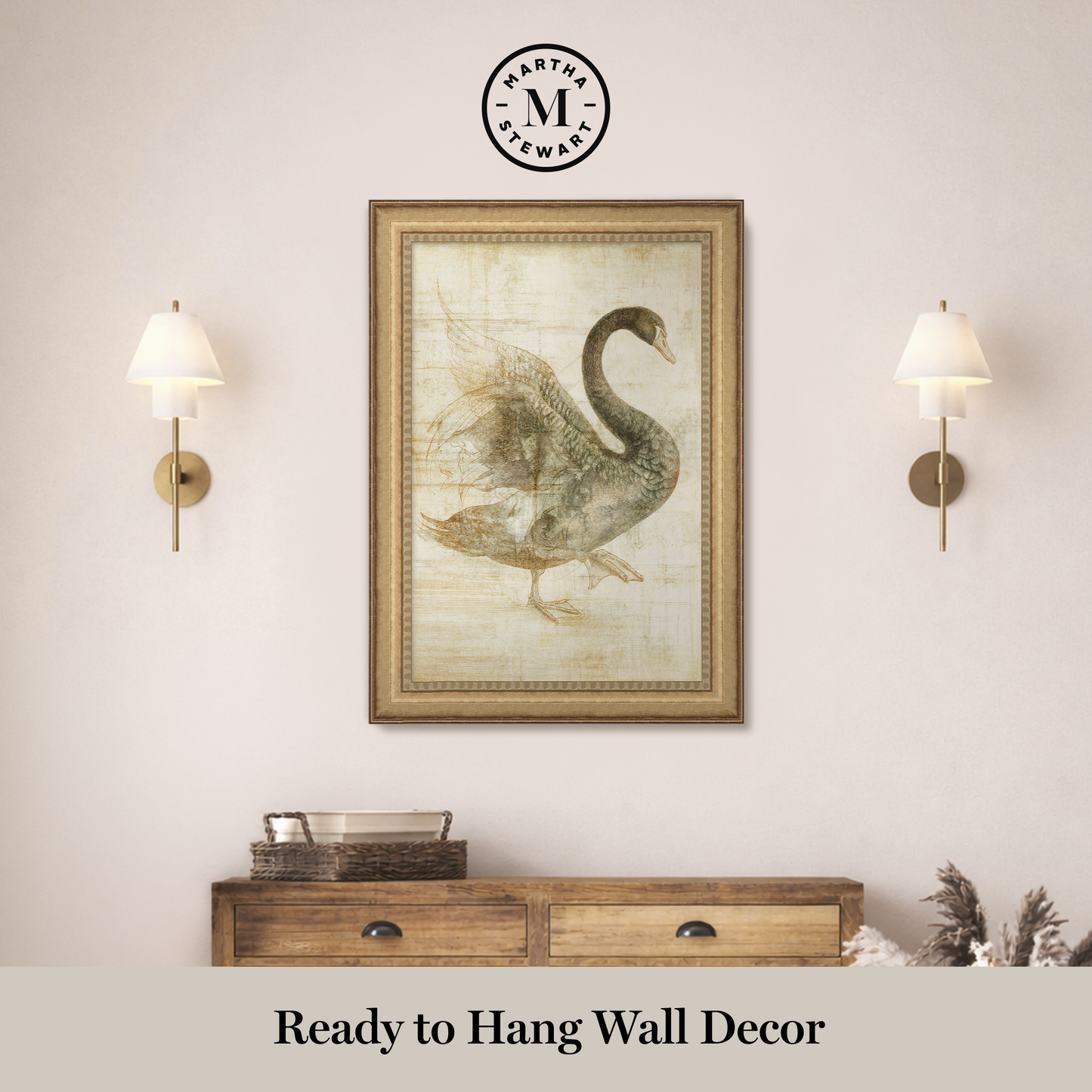 Martha Stewart Skylands | Naturalist Study: Waterfowl I | Framed Vintage Wildlife Illustration | New England Estate Wall Art