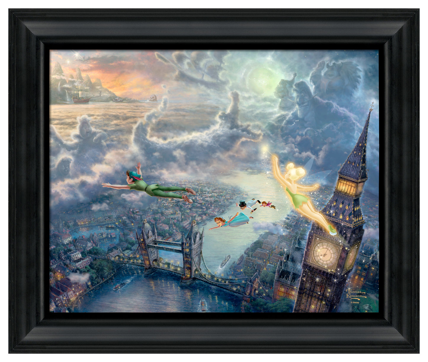 Disney Tinker Bell and Peter Pan Fly to Never Land - 16" x 20" Brushstroke Vignette