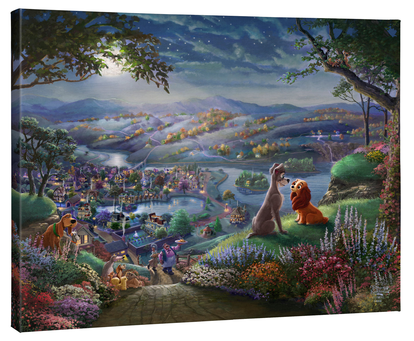 Disney Lady and the Tramp Falling in Love - 24" x 30" Gallery Wrapped Canvas