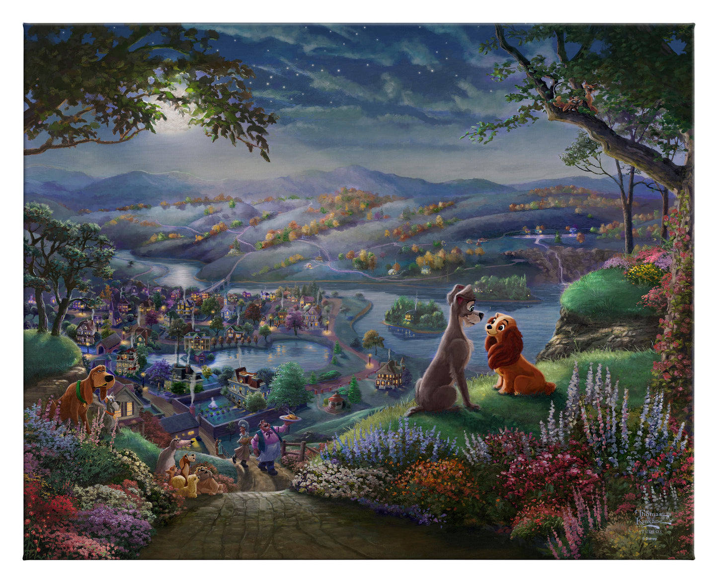 Disney Lady and the Tramp Falling in Love - 24" x 30" Gallery Wrapped Canvas