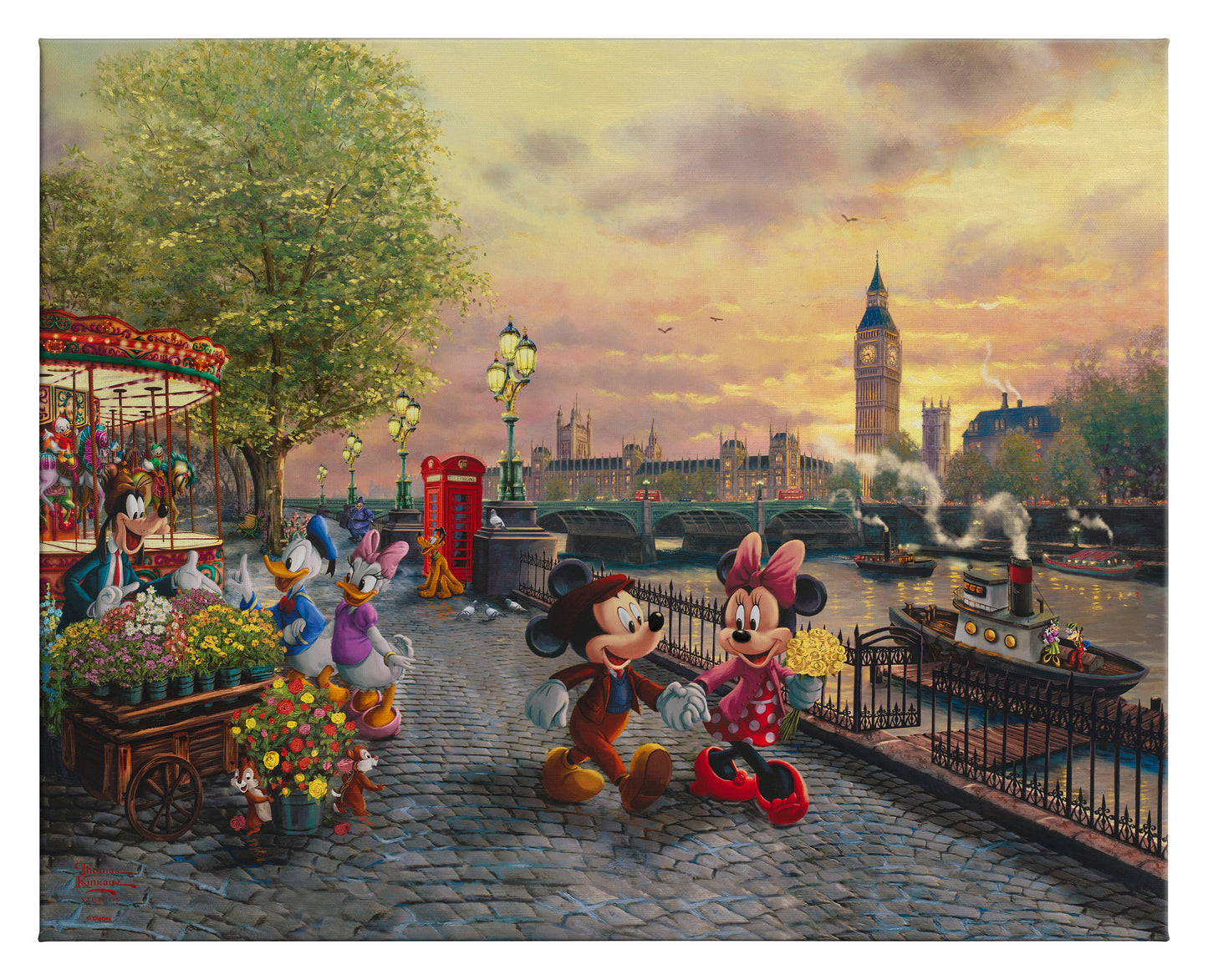 Disney Mickey and Minnie in London - 24" x 30" Gallery Wrapped Canvas