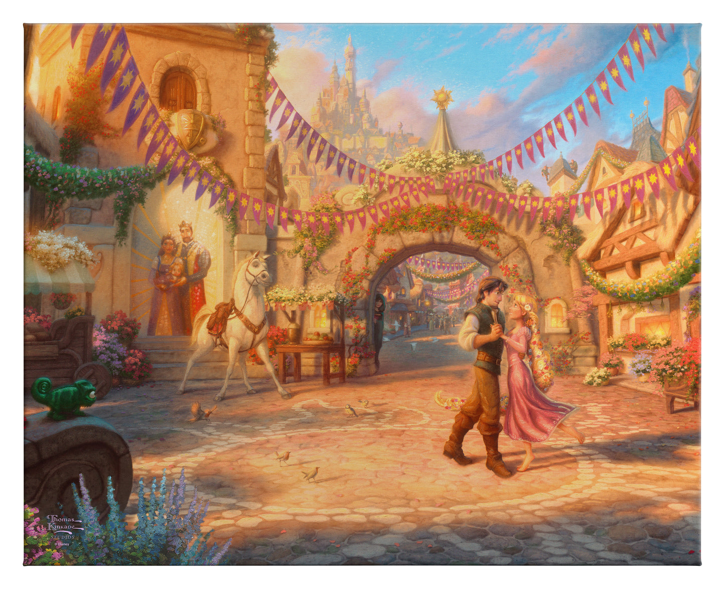 Disney Rapunzel Dancing in the Sunlit Courtyard - 24" x 30" Gallery Wrapped Canvas