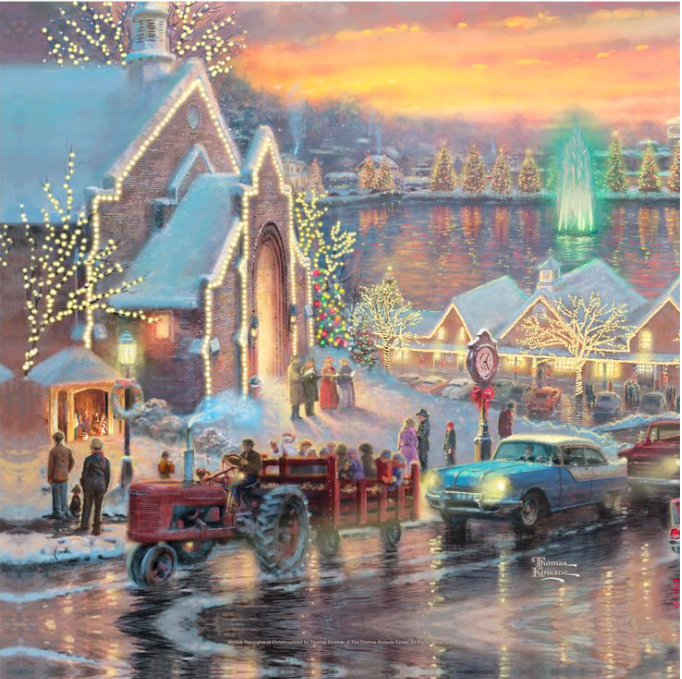 The Lights of Christmastown (Set of 2) - 14" x 14" Gallery Wrapped Canvas