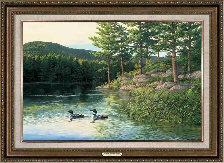 Morning Memories—Loons - 36" x 24" Framed Gallery Canvas