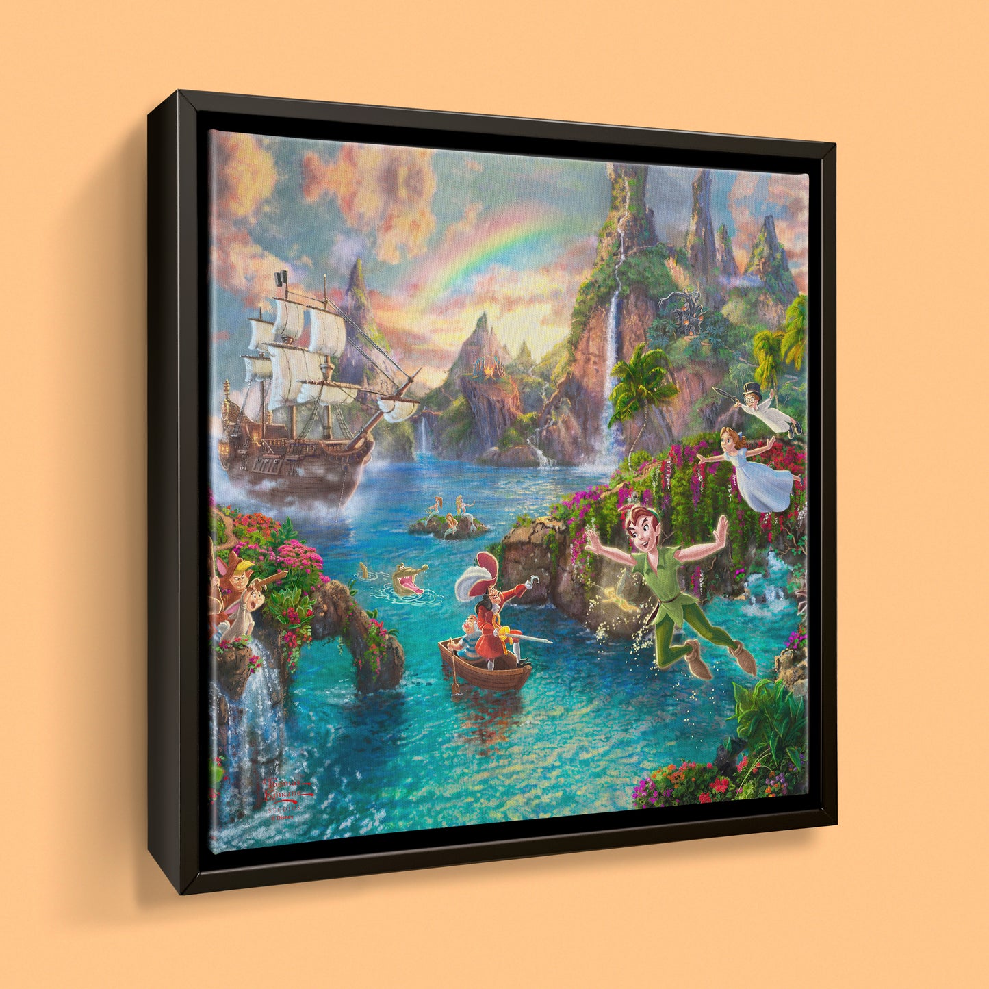 Disney Peter Pan's Never Land - 14" x 14" Gallery Wrapped Canvas (Onyx Black Frame)