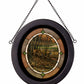 Indian Summer - Deer - 9" x 8" Black Oval Stained Glass Art