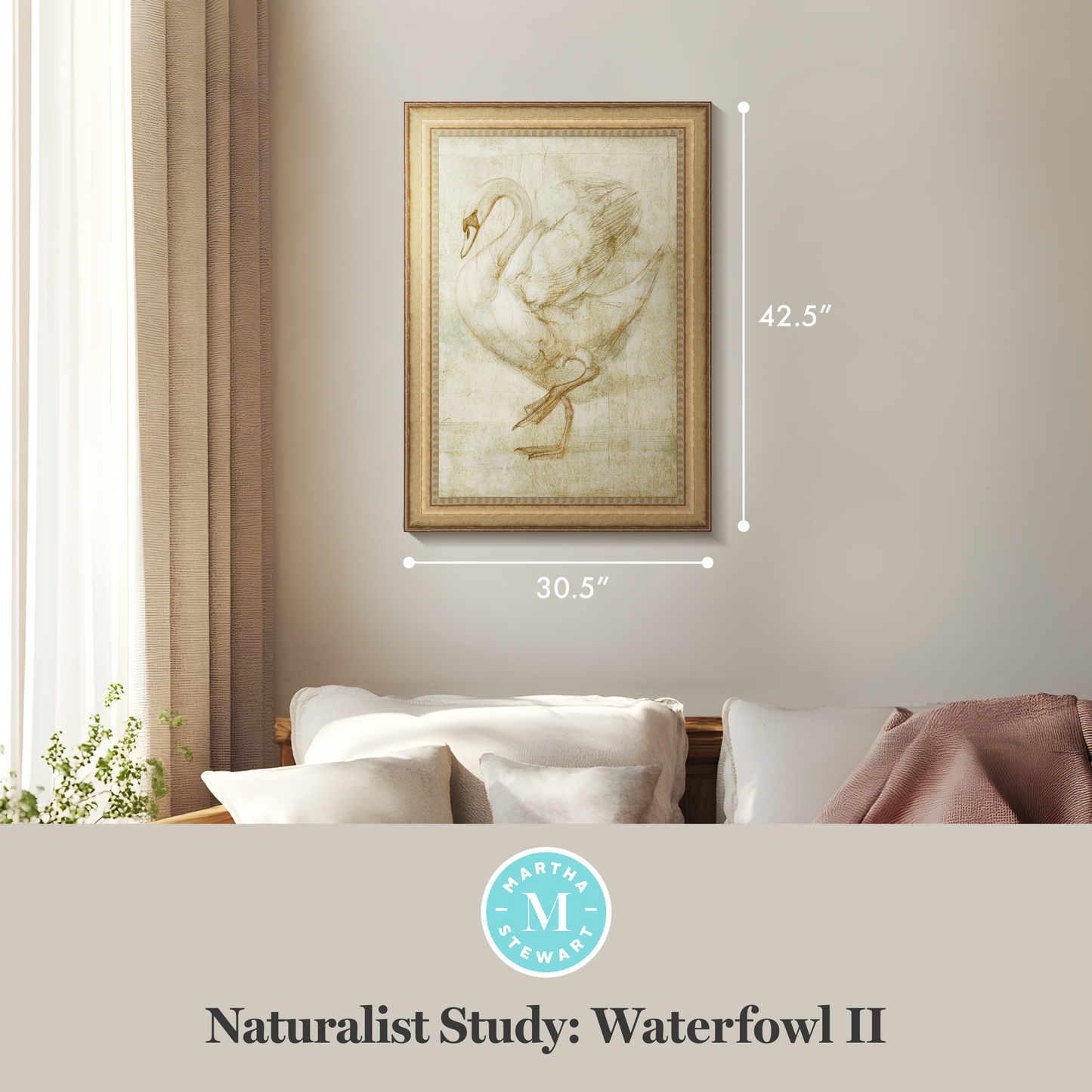 Martha Stewart Skylands | Naturalist Study: Waterfowl II | Framed Vintage Wildlife Illustration | New England Estate Wall Art