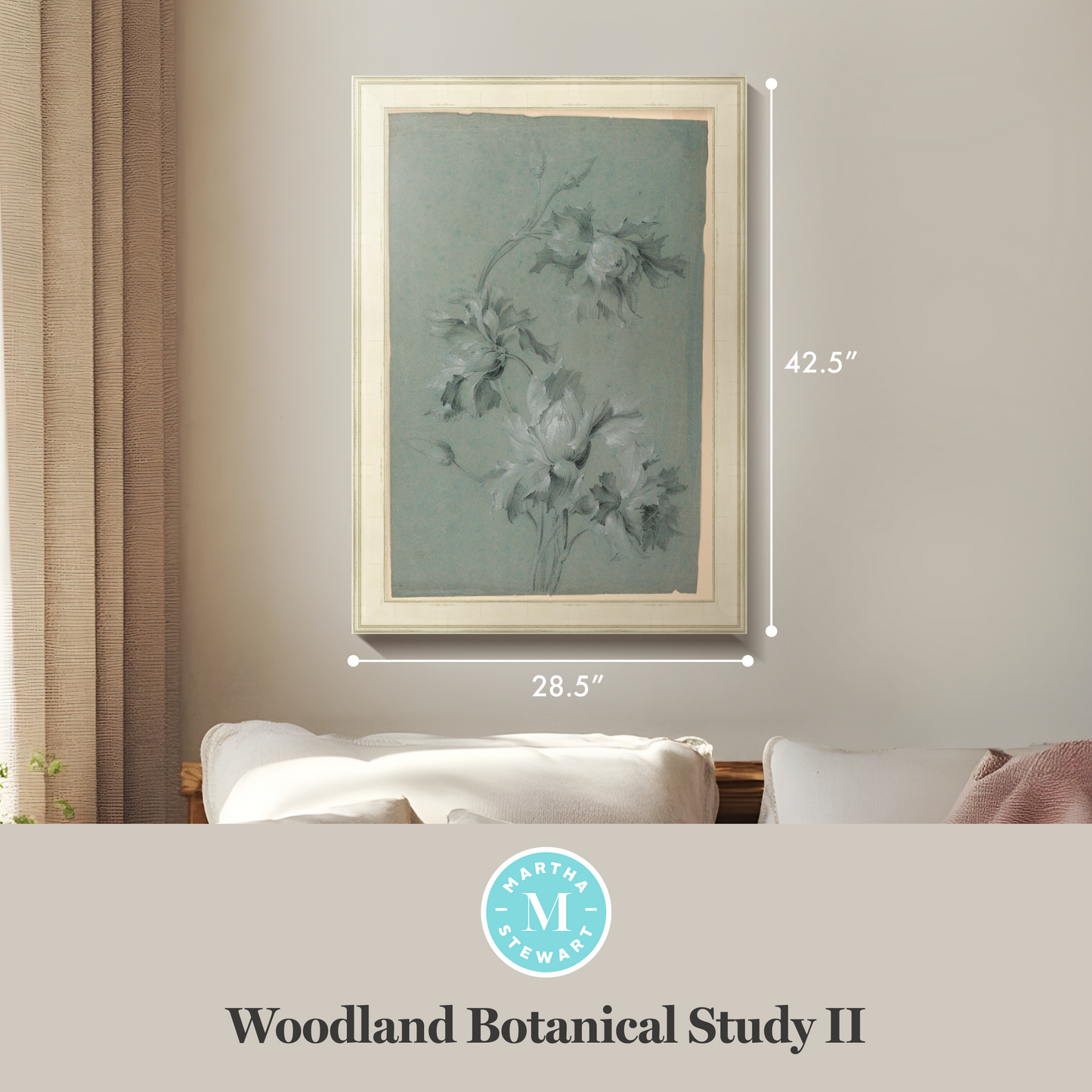 Martha Stewart Skylands | Woodland Botanical Study II | Framed Vintage Fern & Floral Illustration | Historic Estate Décor