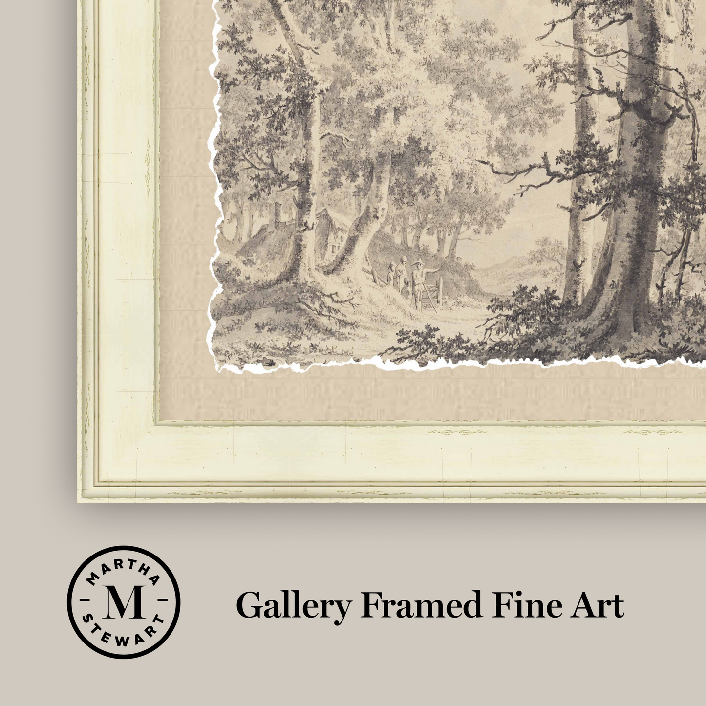 Martha Stewart Skylands | New England Landscape Study I | Framed Vintage Forest Etching | Historic Estate Wall Art