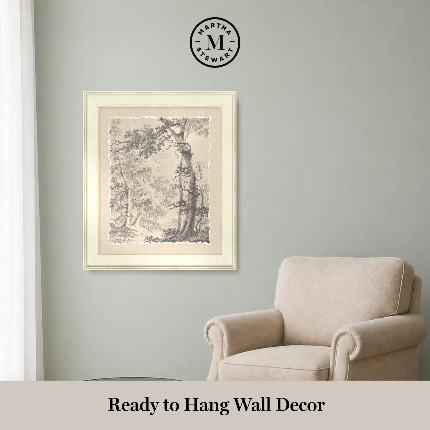 Martha Stewart Skylands | New England Landscape Study I | Framed Vintage Forest Etching | Historic Estate Wall Art
