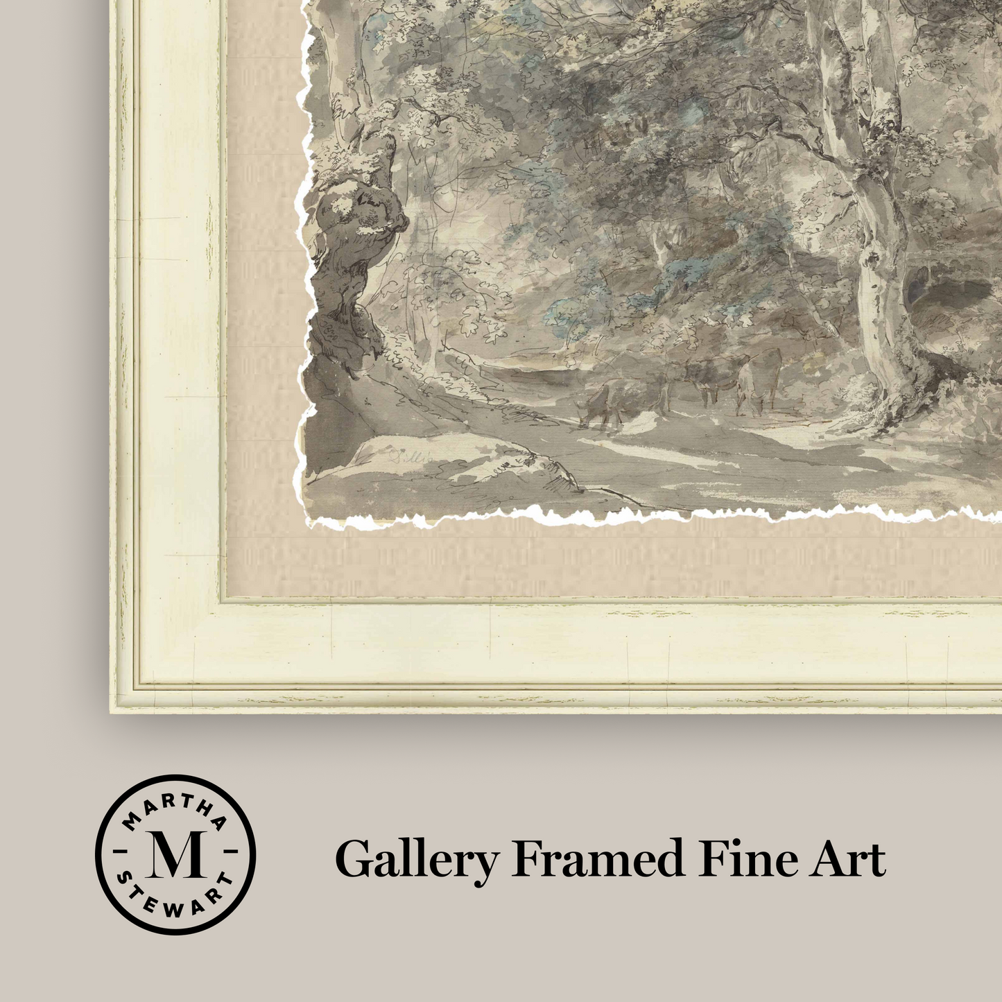 Martha Stewart Skylands | New England Landscape Study II | Framed Vintage Forest Etching | Historic Estate Wall Art