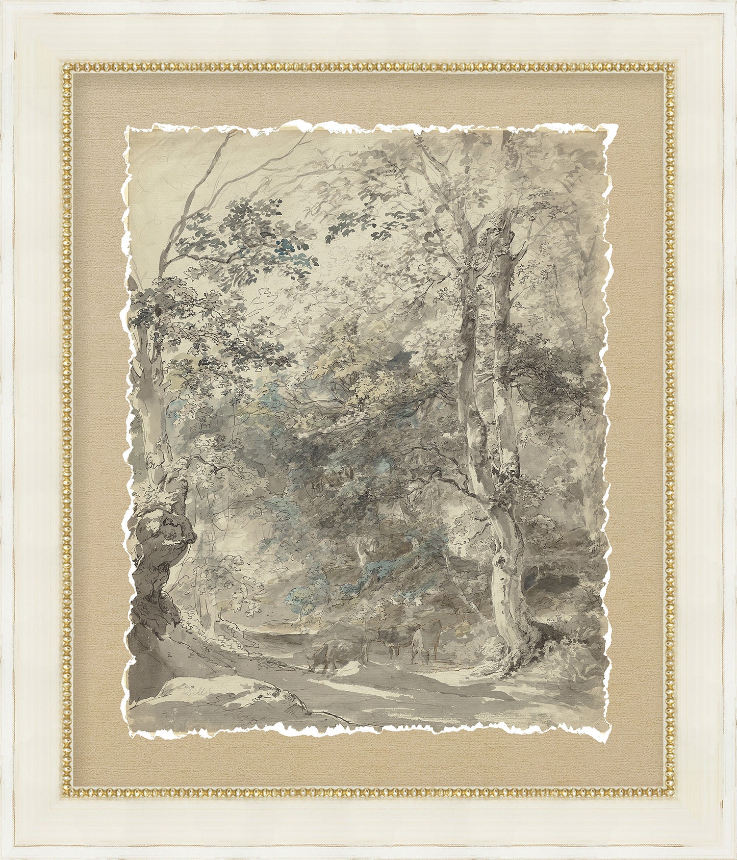Martha Stewart Skylands | New England Landscape Study II | Framed Vintage Forest Etching | Historic Estate Wall Art