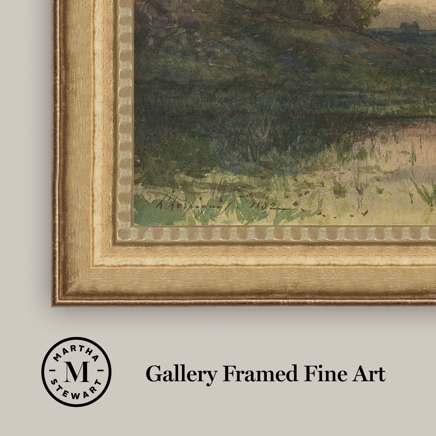 Martha Stewart Skylands | New England Pastoral Landscape | Framed Vintage Oil Painting Reproduction | Estate Wall Art
