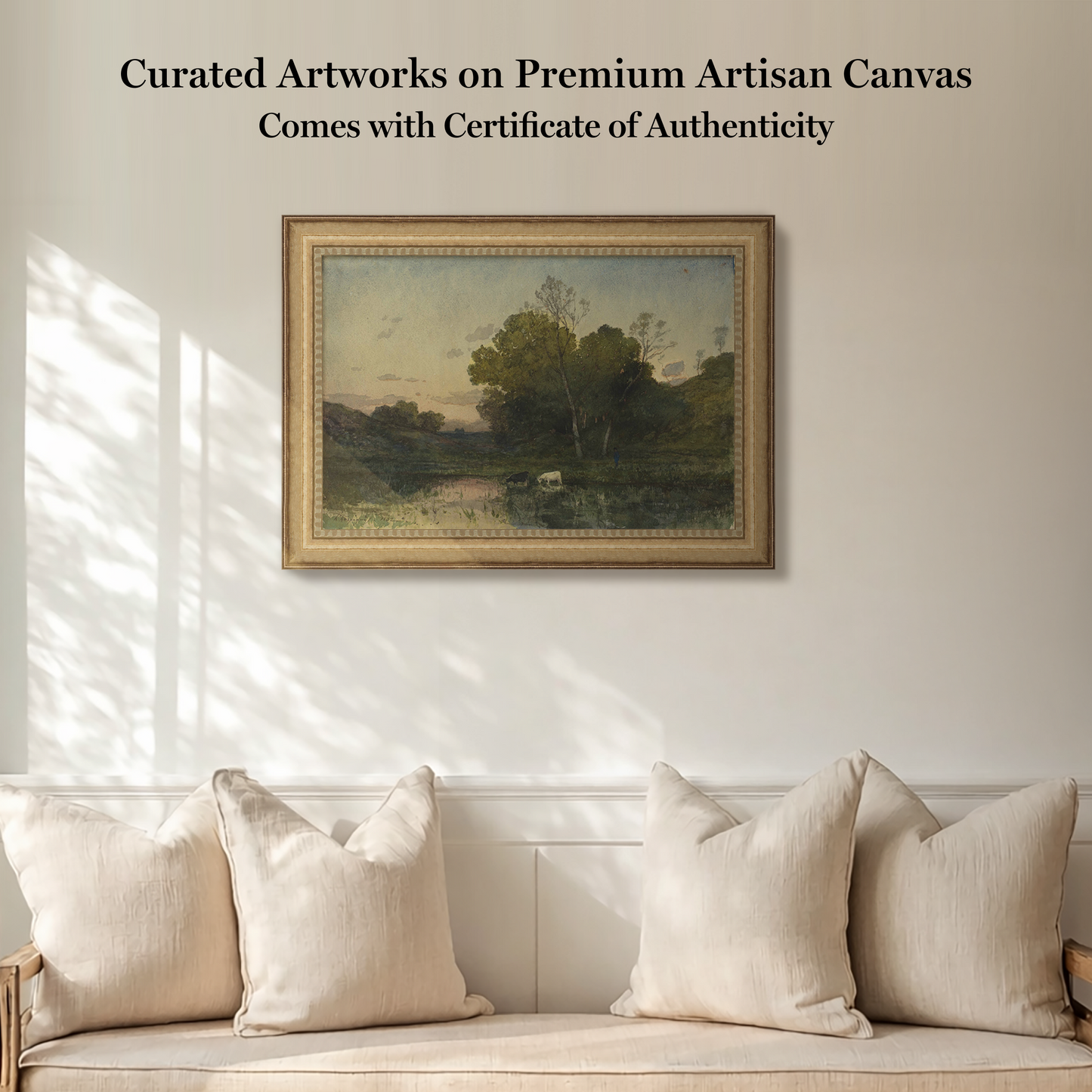 Martha Stewart Skylands | New England Pastoral Landscape | Framed Vintage Oil Painting Reproduction | Estate Wall Art