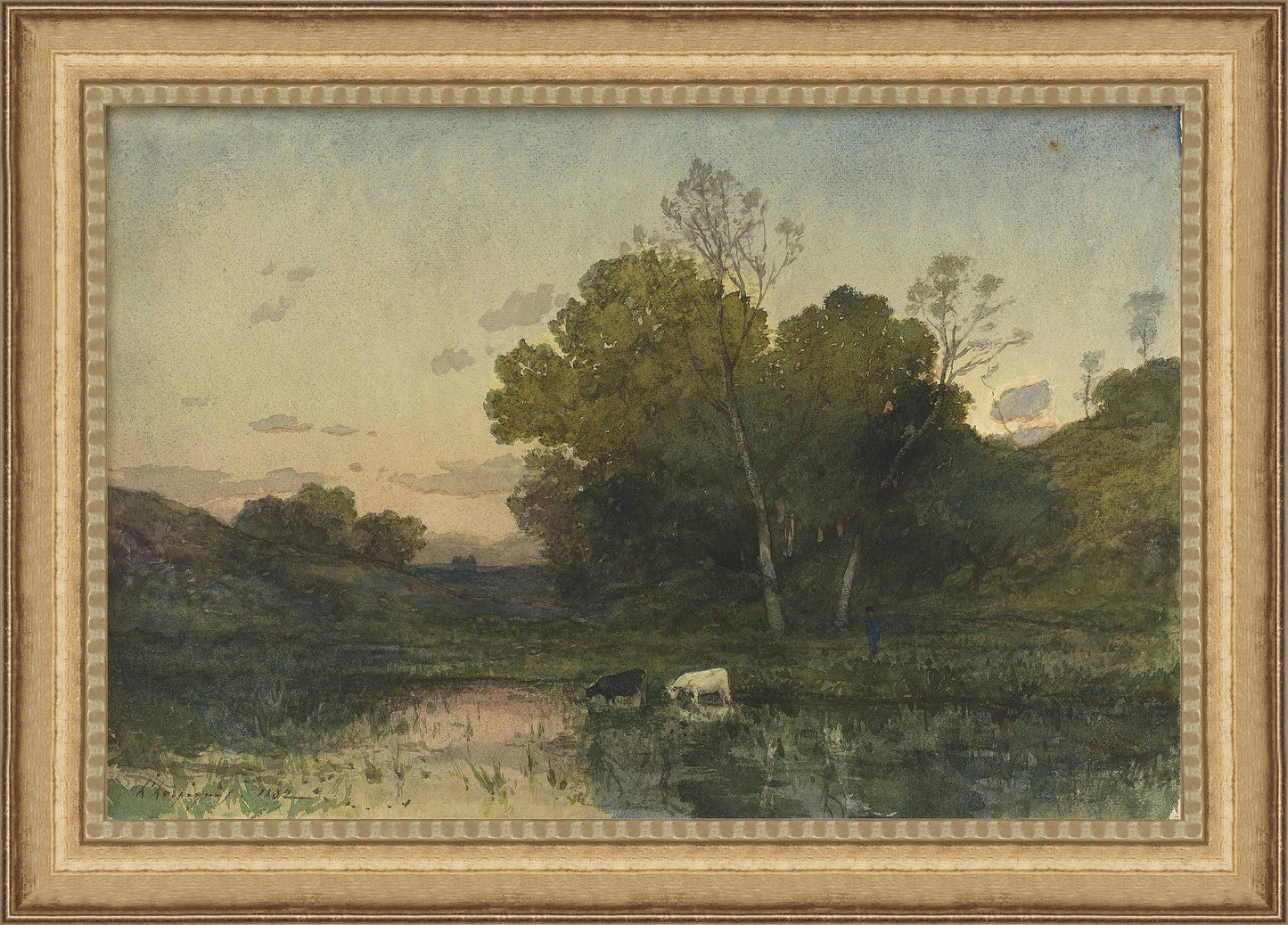 Martha Stewart Skylands | New England Pastoral Landscape | Framed Vintage Oil Painting Reproduction | Estate Wall Art