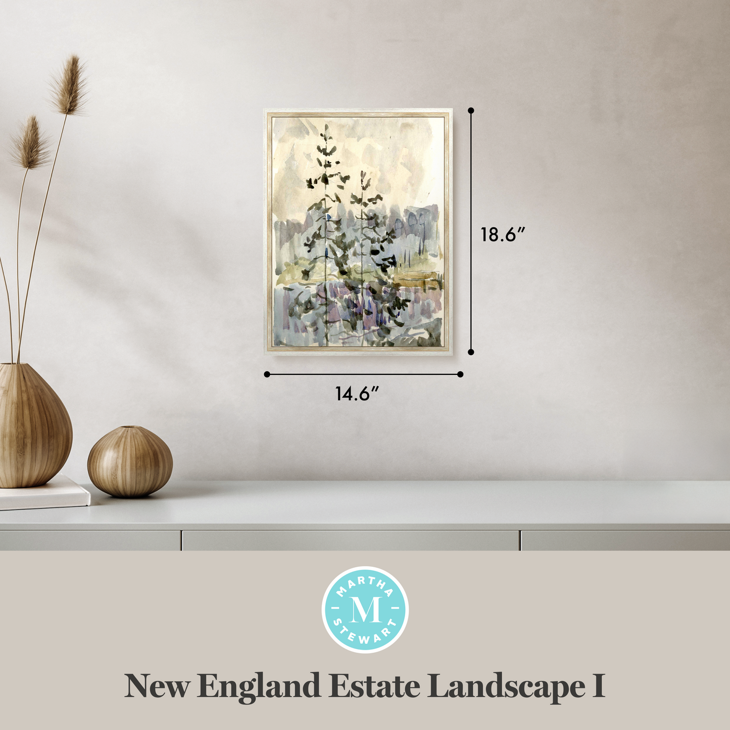 Martha Stewart Skylands | New England Estate Landscape I | Framed Historic Landscape Watercolor | Estate Wall Art