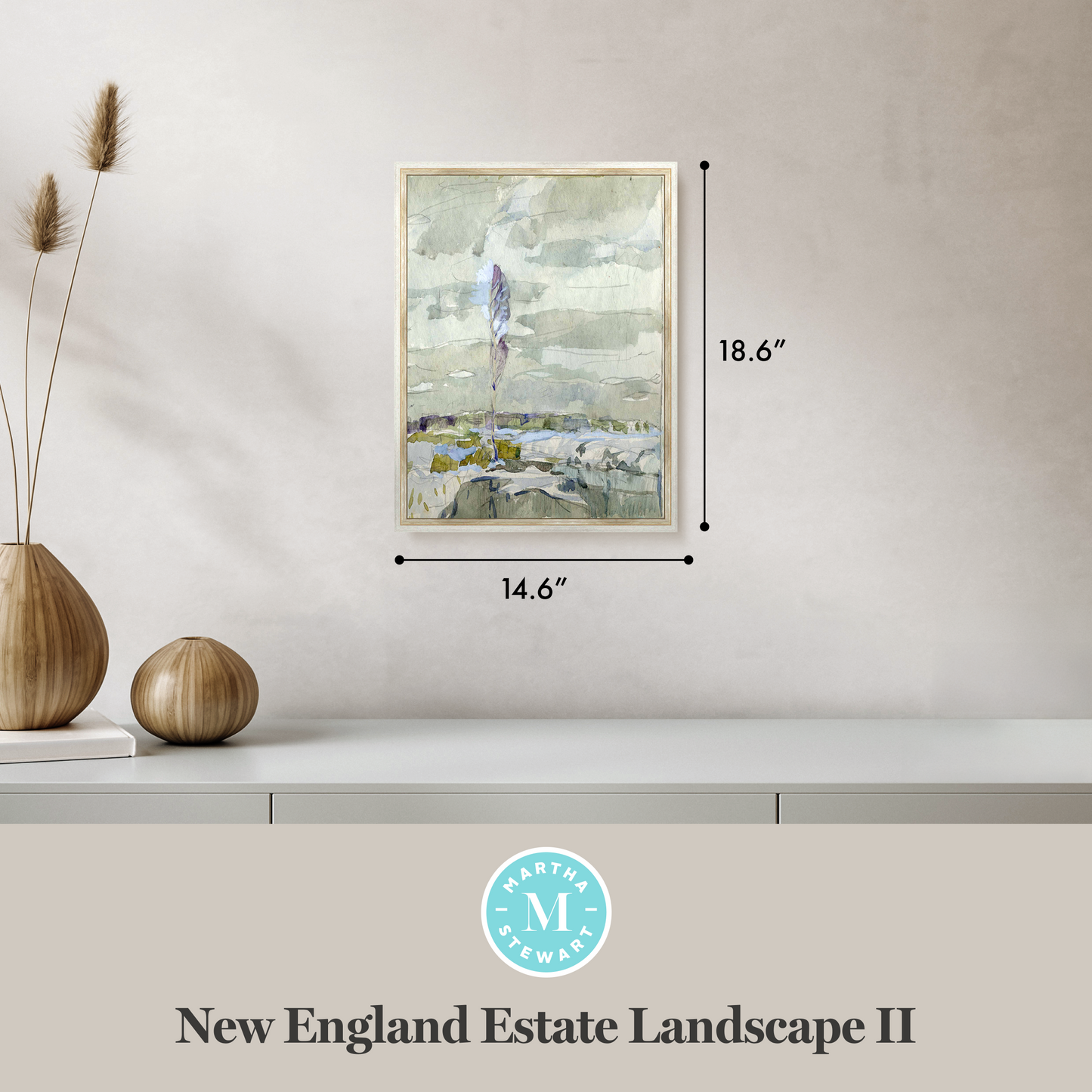 Martha Stewart Skylands | New England Estate Landscape II | Framed Historic Landscape Watercolor | Estate Wall Art