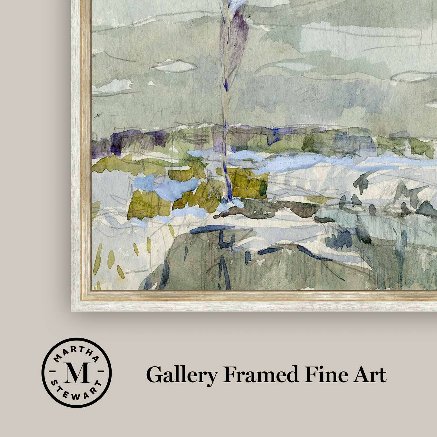 Martha Stewart Skylands | New England Estate Landscape II | Framed Historic Landscape Watercolor | Estate Wall Art