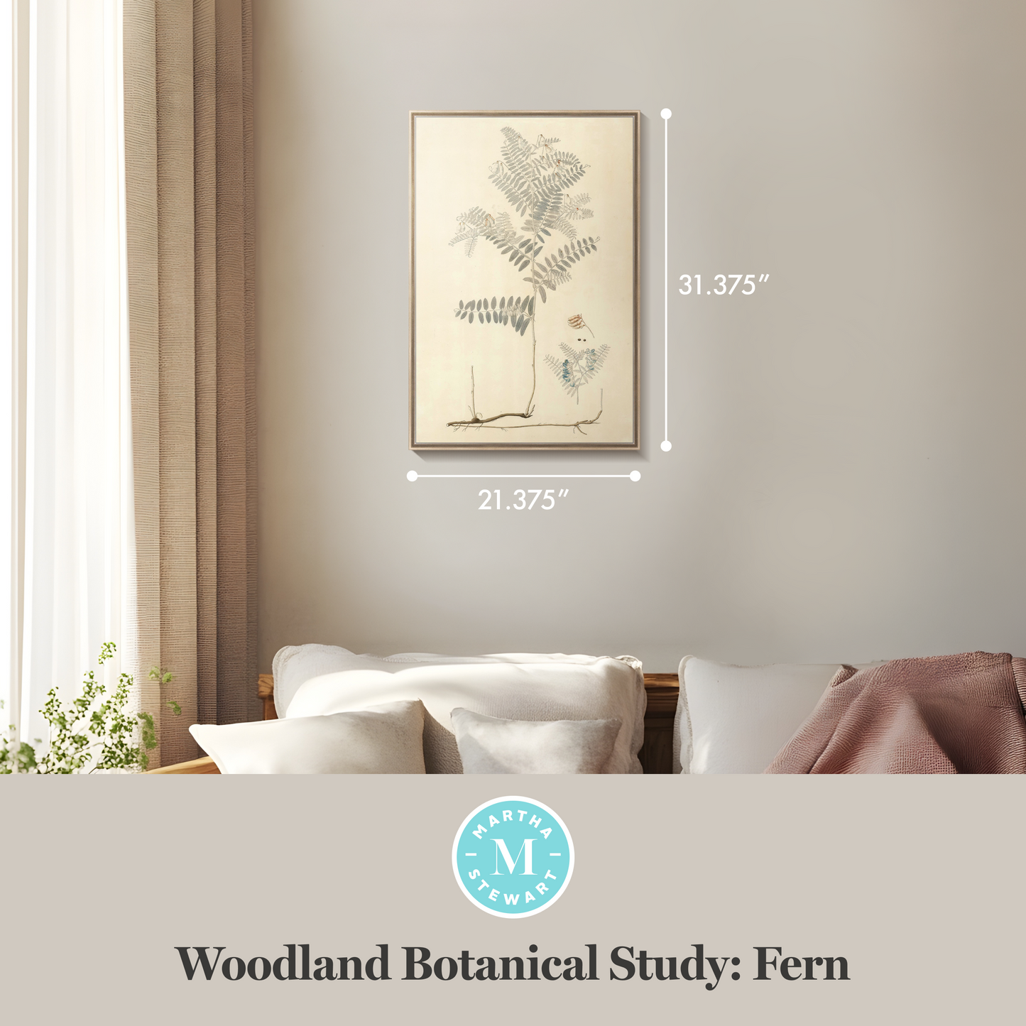 Martha Stewart Skylands | Woodland Botanical Study: Fern | Framed Vintage Fern Illustration | Historic Estate Décor