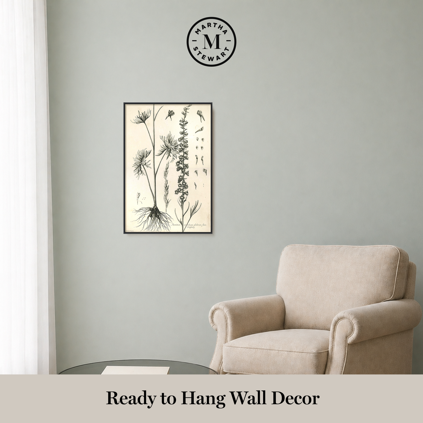Martha Stewart Skylands | Woodland Botanical Study: Wildflower | Framed Vintage Botanical Print | Estate Study Décor